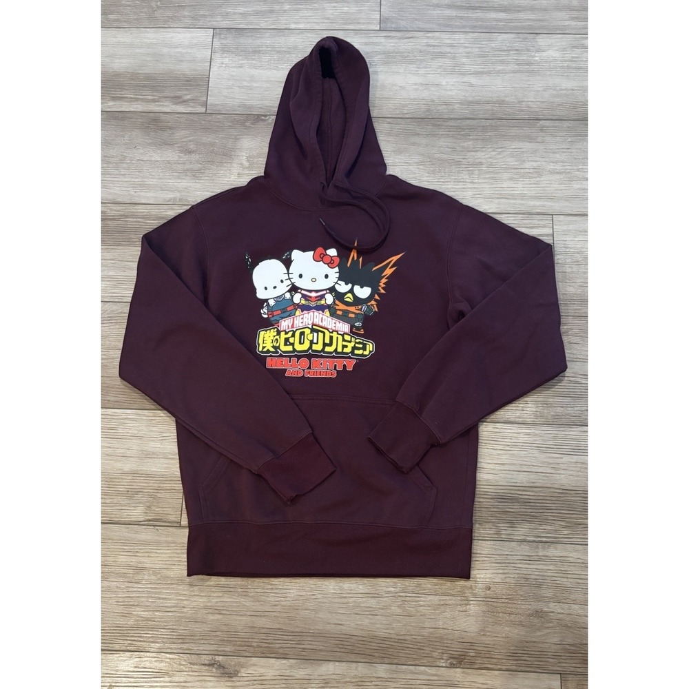 My Hero Academia Hello Kitty and Friends Hoodie Burgundy Men's Small